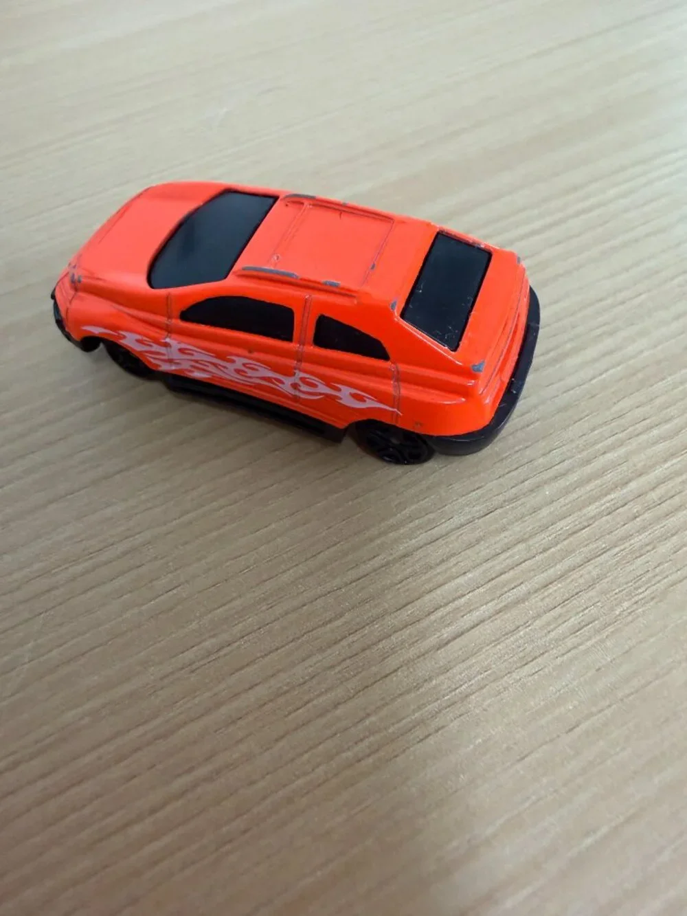 Orange SUV Toy with White Flames Kids Diecast Vehicle for Pretend Play - Picture 5 of 6